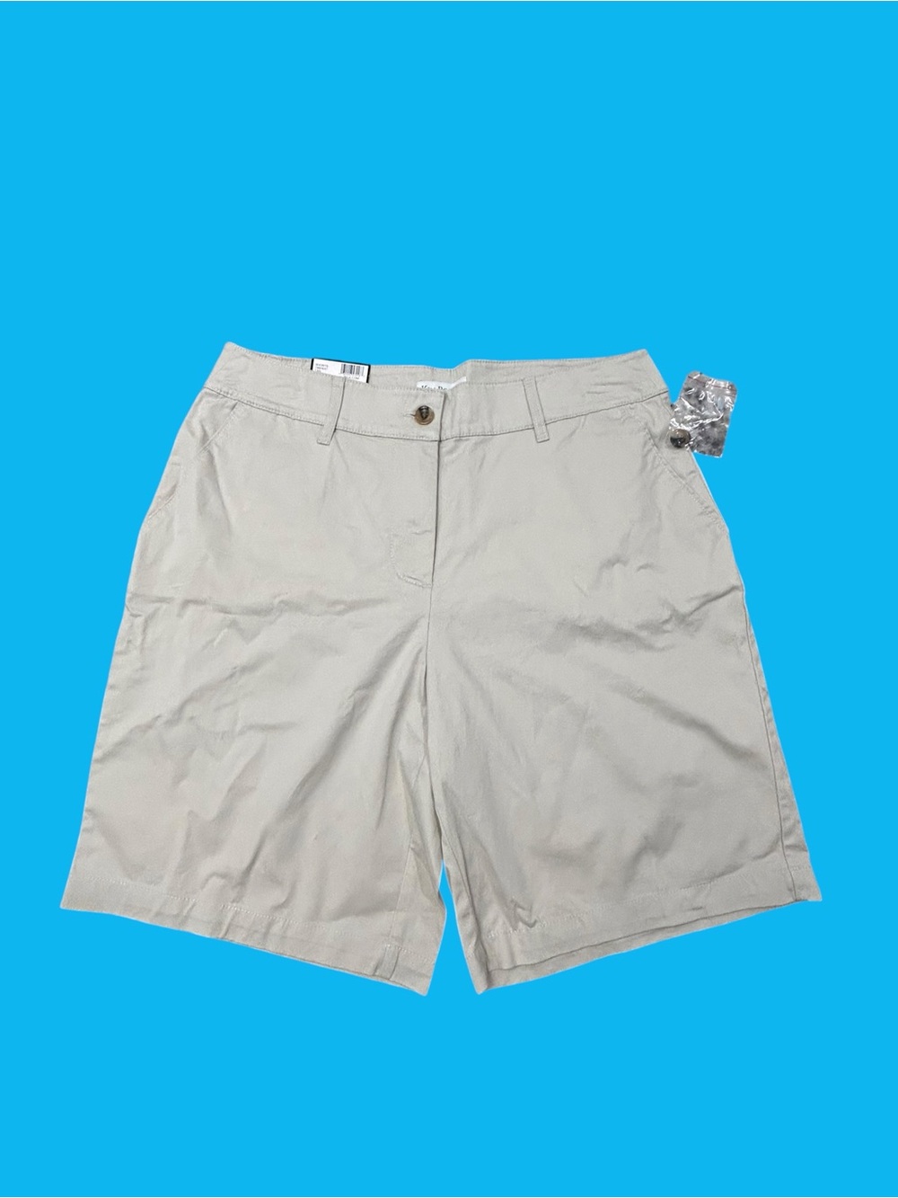 NEW Kim Rogers Shorts Tan Twill Tummy Control Women’s 12 Inseam 9 Flat Front